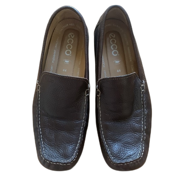 Ecco Classic Brown Leather Slip-On Moccasin Driving Shoe Size 10-10.5 - Picture 3 of 9